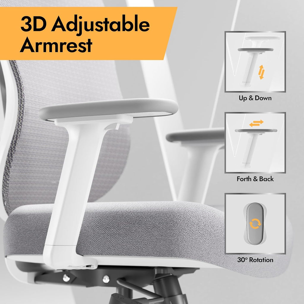 Ergonomic Mesh - 3D Adjustable Lumbar Support & 3D Armrests, V-Shaped Back, Adjustable Desk Chair for Office & Home