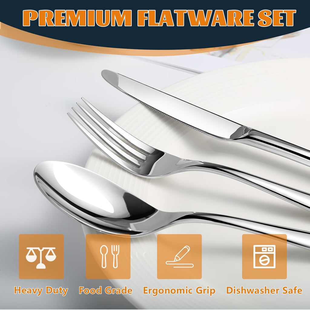 Silverware Set for 8, Heavy Duty Stainless Steel Cutlery Set Flatware Set,40-Piece Premium Silverware