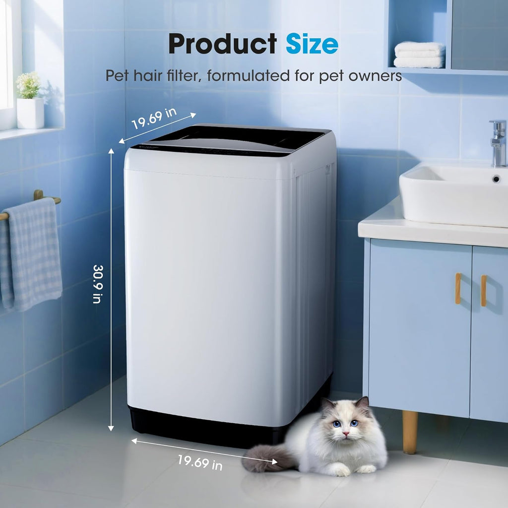 15.7lbs Portable Washing Machine, Full-Automatic Portable Washer with 10 Wash Cycles, Top Load Clothes Washer with Drain Pump for Apartment Bathroom, Dorms, RVs