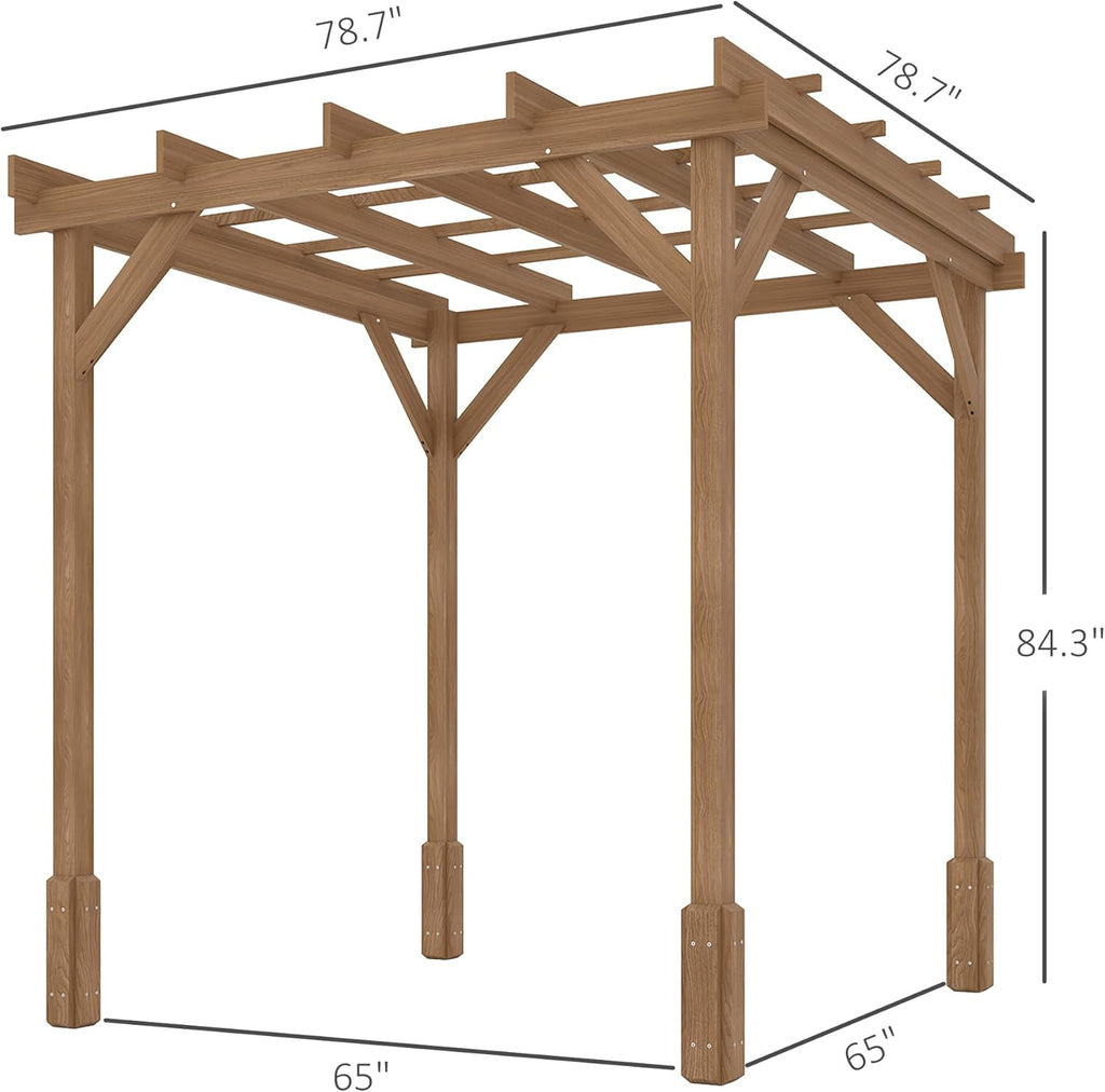 6.6' x 6.6' Outdoor Pergola with Stable Structure and Concrete Anchors