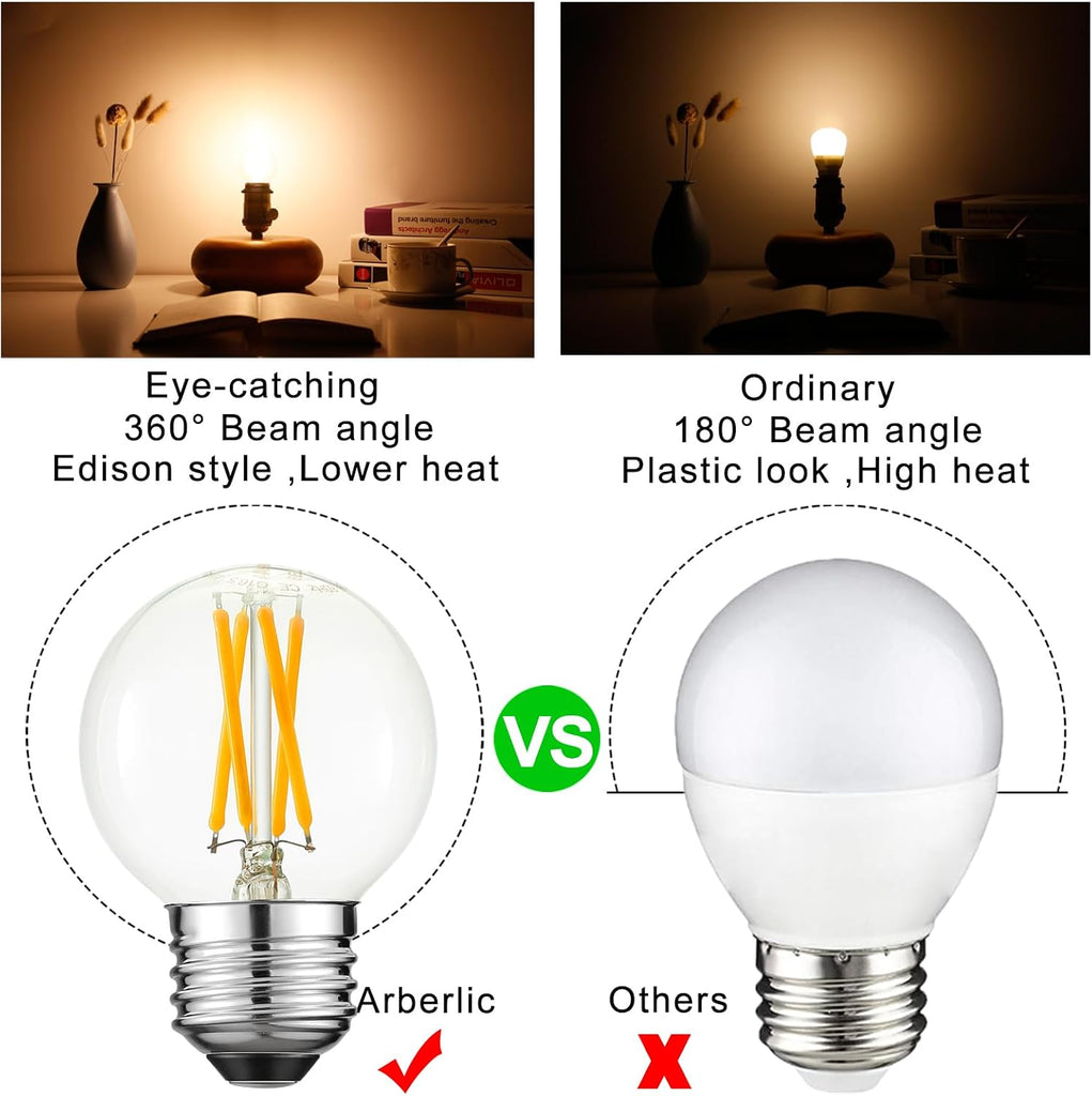 G16.5 Light Bulb LED,4W E26 LED Bulb dimmable Equivalent E26 40 watt Light Bulb,Warm White 2700K,400lm,CRI85+,AC120V (Pack Of 6)