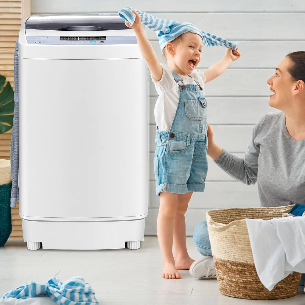 Portable Washing Machine, 12 Lbs Capacity Full-automatic Washer with 10 Wash Programs, LED Display, 8 Water Levels