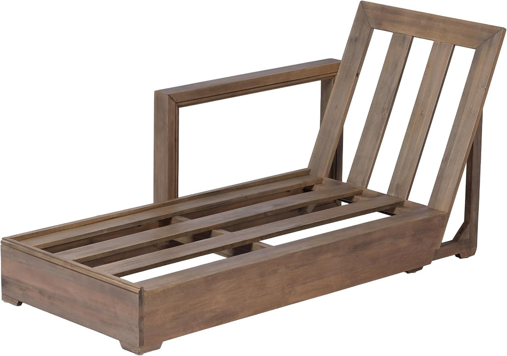 Acacia Wood Chaise Lounge Outdoor, Poolside Sun Lounger Recliner With Thick Water-Resistant Cushion, Patio