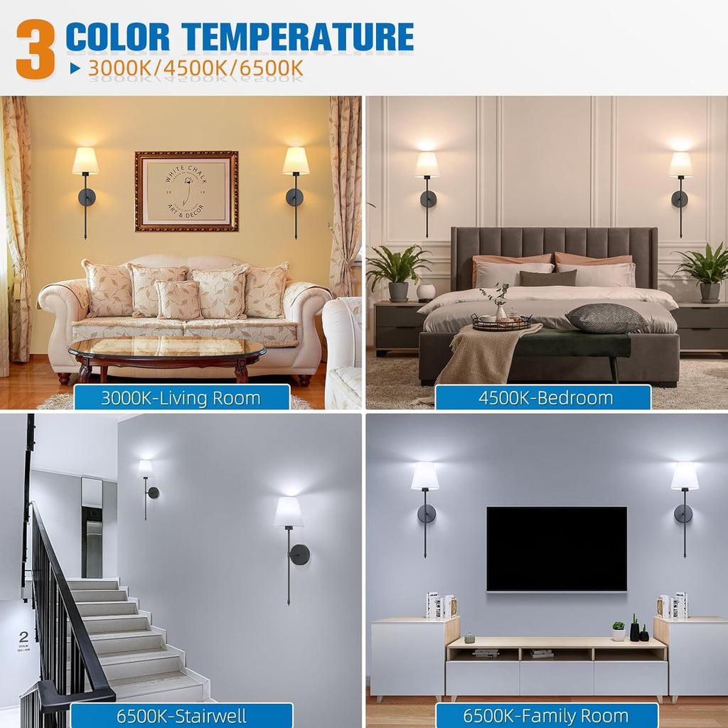 Battery Operated Wall Sconce Set of 2,Black Rechargeable Wall Lights with 10400mAh Dimmable Bulbs and Remote,10