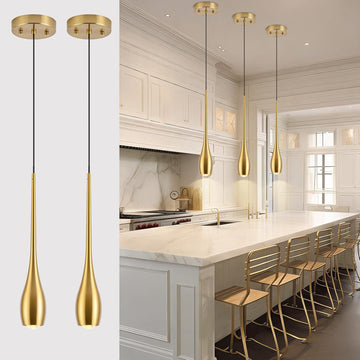 Gold Pendant Light, Modern Pendant Lights Kitchen Island, LED Hanging Light Fixtures for Dining Room Hallway Bedroom