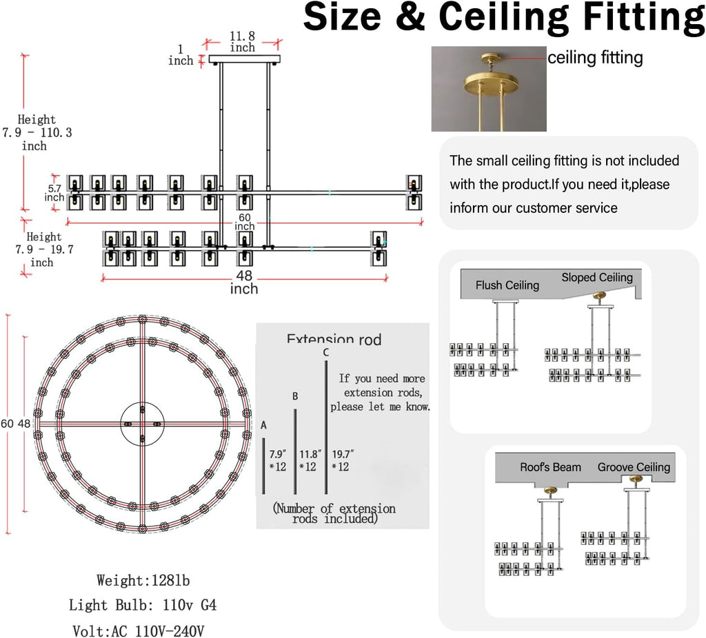 Inspired Arcachon Style 2-Tier Round Wagon Wheel Chandelier, 48" + 59" 108-Light Gold — Foyer, Great Room & Dining
