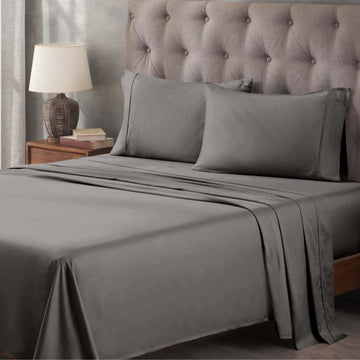 Egyptian Cotton 400 Thread Count Bed Sheet Set, 1 Elastic Deep Pocket Fitted Sheet, 1 Flat Sheet, 1 Pillowcase, Soft
