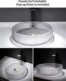 Homary Bathroom Vessel Sink Round Vessel Sink 15.35" x 4.33" Transparent Diamond Shaped Crystal Glass Bathroom Sink