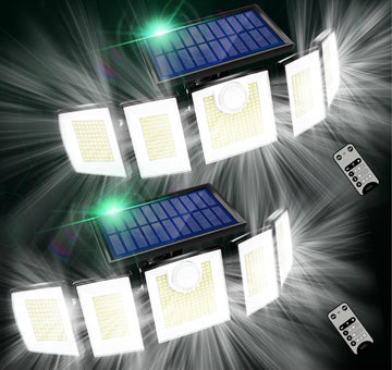 Solar Lights Outdoor Waterproof Motion Sensor - 3000 Lumens 5-Head Adjustable Solar Flood Light, IP65 Waterproof