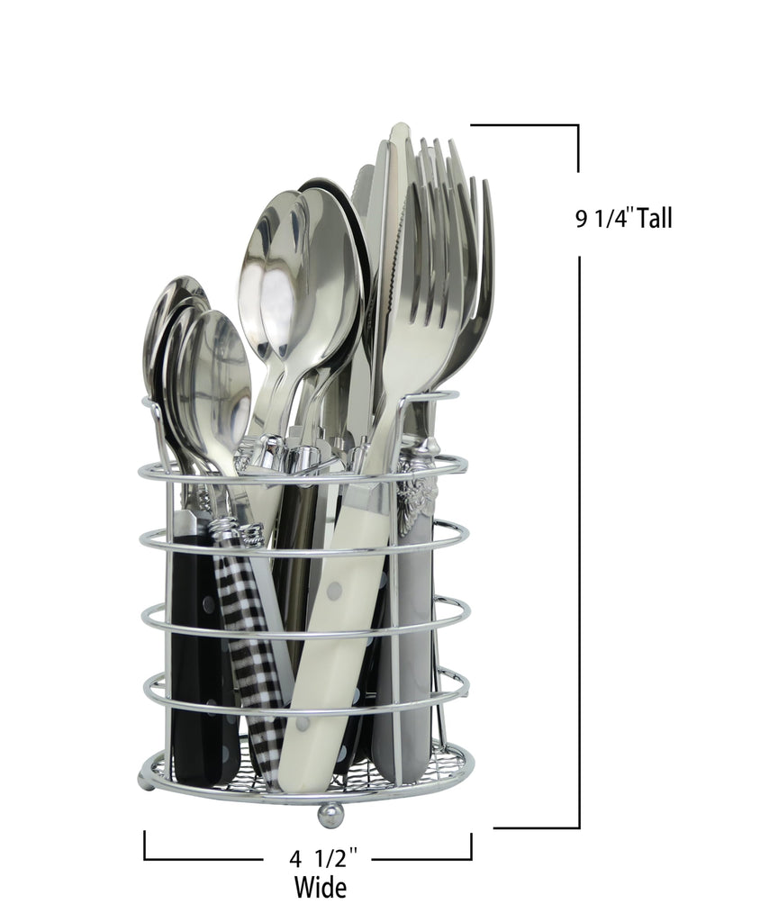 Eclectic Black & White Mix & Match Stainless Steel Flatware Collection, Set of 16
