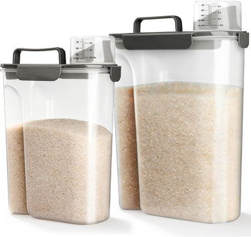 Rice Storage Container, 15 to 20lb Dry Food Airtight Dispenser, Pet Dog Cat Food Canister, BPA Free Clear Plastic