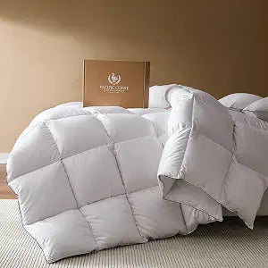 Goose Feather Down Fiber Comforters Twin, Extra Fluffy White Duvet Insert, Ultra-Soft, Breathable, All Season Hotel
