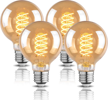G25 Globe LED Edison Light Bulbs, 6W Equivalent to 60W, 2500K Warm White Flexible Spiral Filament Light Bulbs