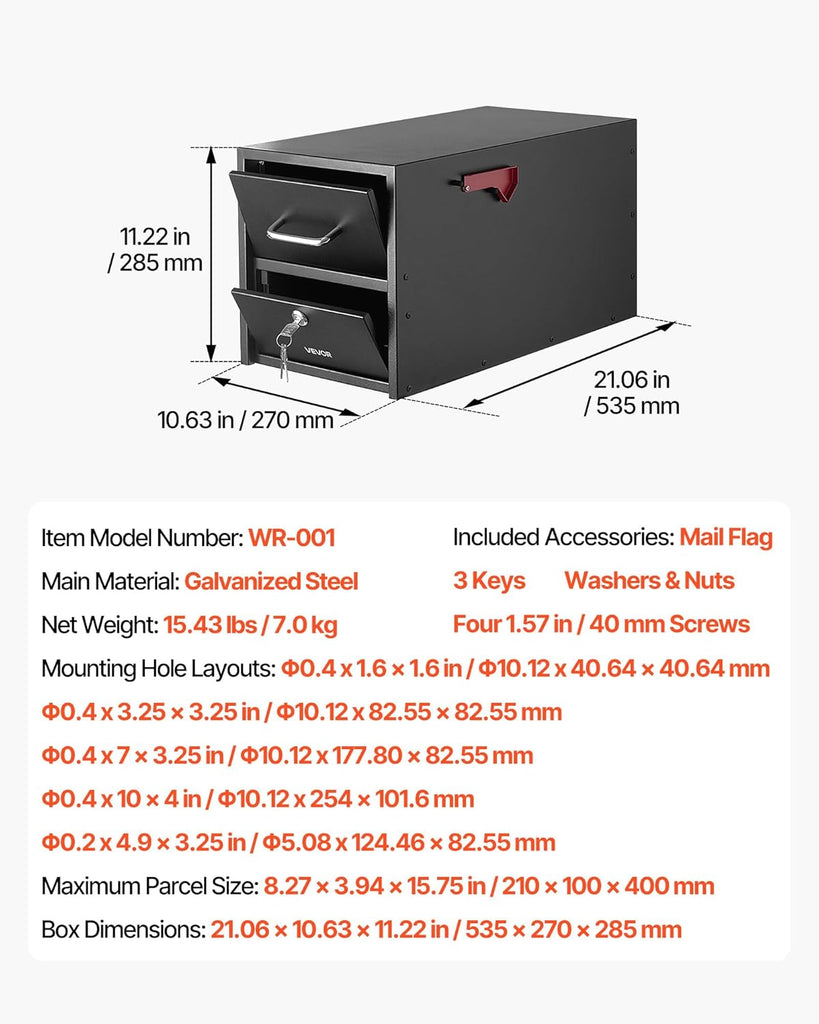 Post Mount Mailbox, Anti-Pry & Anti-Theft Mailboxes Lockable Mail Box with Magnetic Door