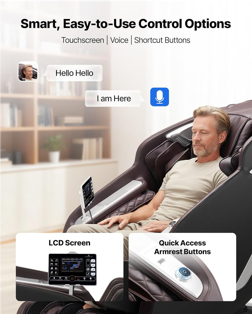 Massage Chair, 4D Full Body Zero Gravity Recliner with SL Track, Yoga Stretch, AI Voice Control, Heat, Foot Roller