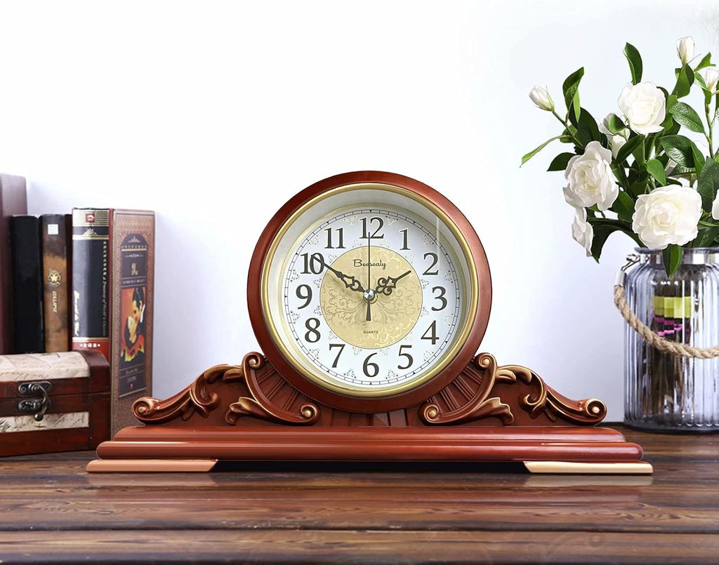 Mantel Clock, Antique Desk Clock, Modern Quartz Movement-Continuous Scanning (Ultra-Quiet)