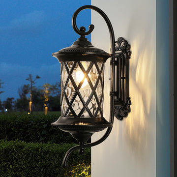 Retro Large Outdoor Wall Lanterns 24" Exterior Light Fixtures Coach Light Waterproof Aluminium with Water Glass