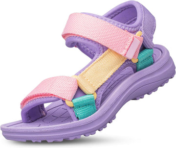 Boys Girls Sandals Adjustable Double Strap Open-Toe Athletic Lightweight Unisex Child Sandals Summer