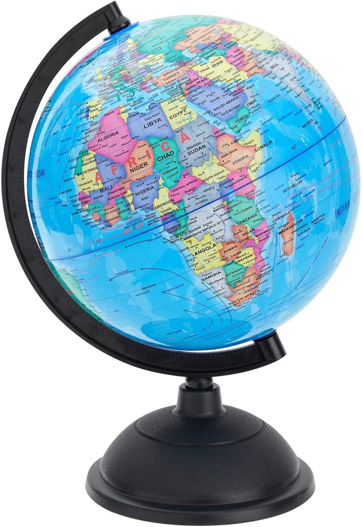 World Globe for Kids - 8-Inch, Multicolor with Plastic Stand - Educational Desk Globe with World Map for Kids &
