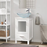 18" Small Bathroom Vanity Sink Combo Modern Freestanding Cabinet W/Matte Glass Door & Drawer Clear Boat