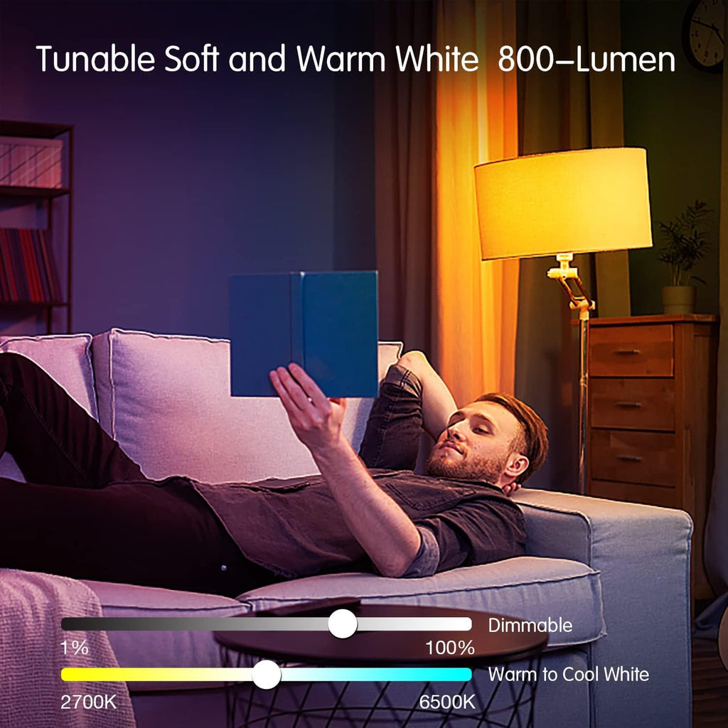 Smart Light Bulbs, Alexa Light Bulb, WiFi Light Bulbs, RGBCW Color Changing Light Bulb A19 9W 800LM, Smart Bulbs that