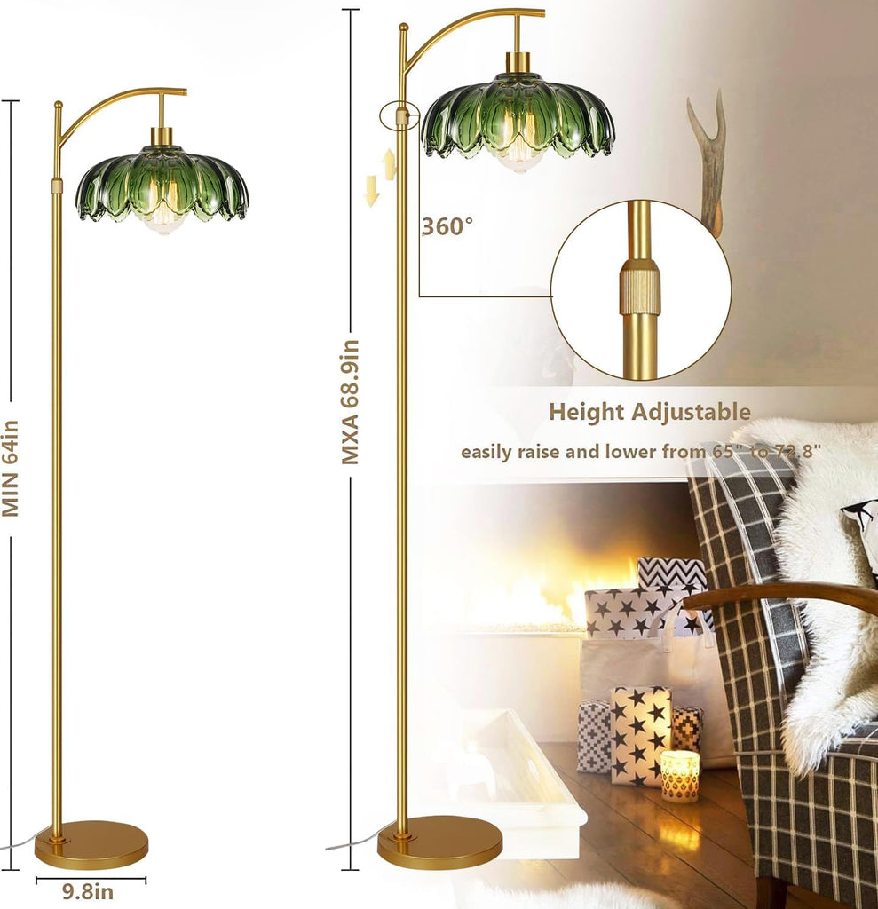 Gold Floor Lamp,Mid Century Modern Standing Lamp with Remote