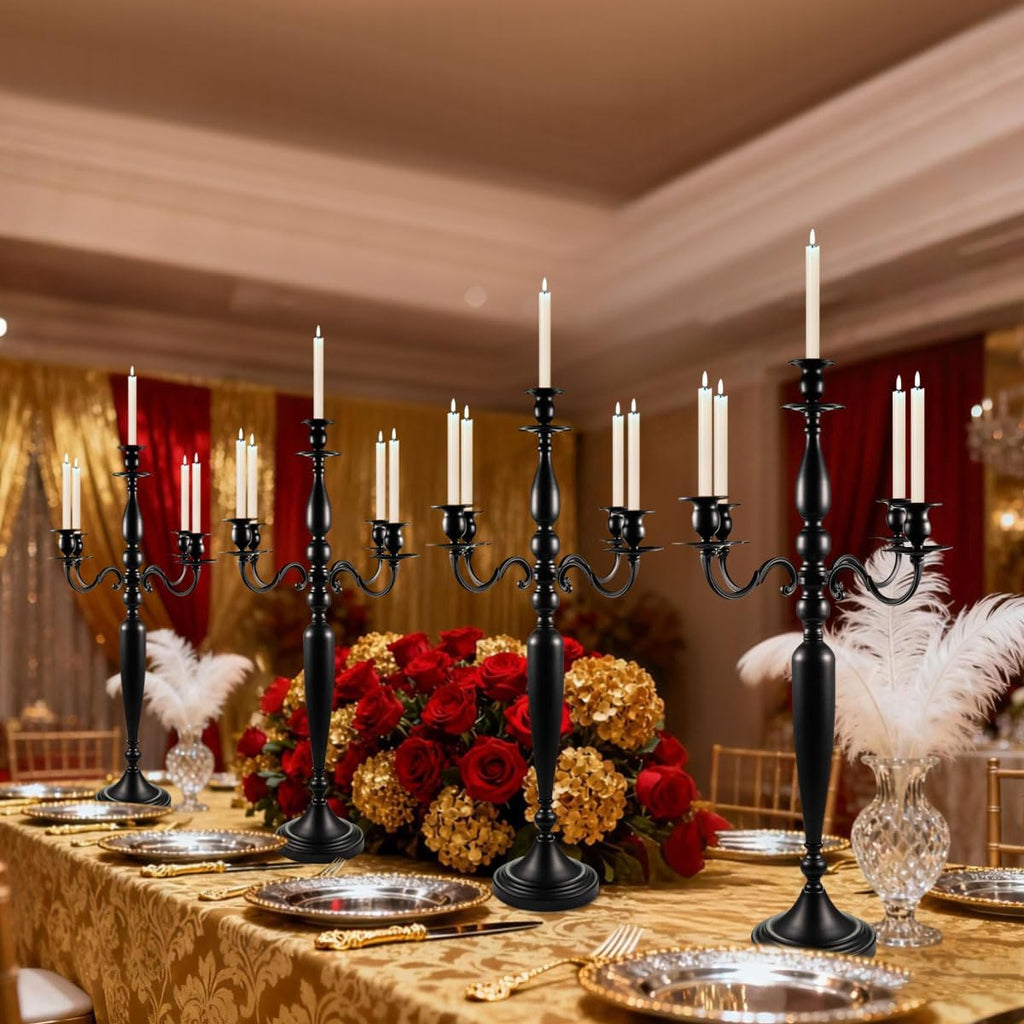 5 Arm Candelabra,28.54 inch Tall Candlestick Holders for Church Party Centerpiece for Dining Table Black Matte 0.78