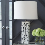 Signature Design by Ashley Macaria Modern Table Lamp with 3-Way Switch, White & Black