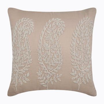 Pillow Sham, Beige European Sham Pillow Covers Pack of 2, 26x26 inch (65x65 cm), Linen Euro Pillow Shams, Paisley