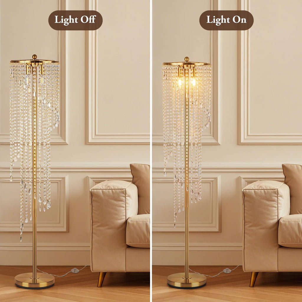 63" Gold Floor Lamp, Tall Lamps for Corner