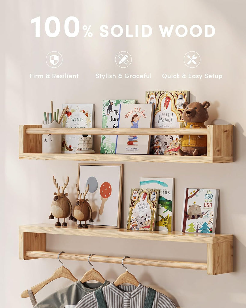 Nursery Book Shelves, Set of 3, Wall Bookshelf, Book Shelf for Kids Rooms, Wall Book Shelves Kids, Floating Shelf