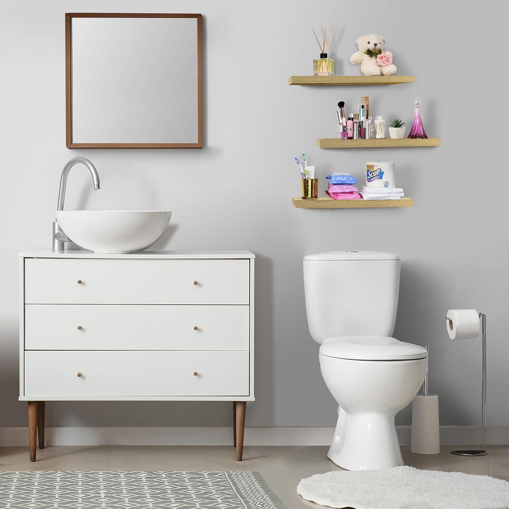 Floating Shelves for Wall - 24" Bathroom Shelves, Wall Decor Decor & Book Storage - Mounted Floating Shelf with