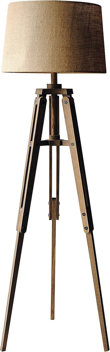 Creative Co-Op Tripod Style Wood Floor Lamp with Drum Shade