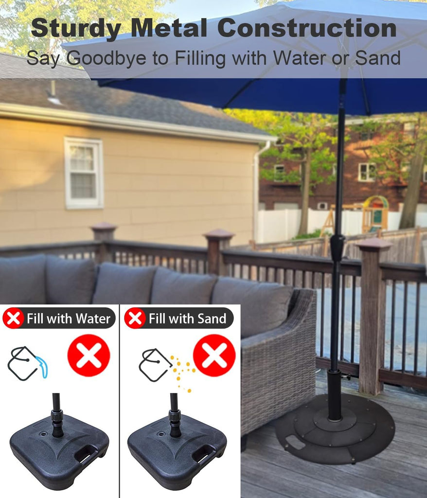 21 Inches Metal Umbrella Base with 2 Adapters for 1-¼" or 1-½" Umbrella Poles