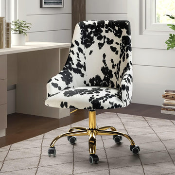 Upholstered Desk Chair Modern Armless with Wheels, Adjustable Swivel Fabric Task Chair for Living Room, Bedroom