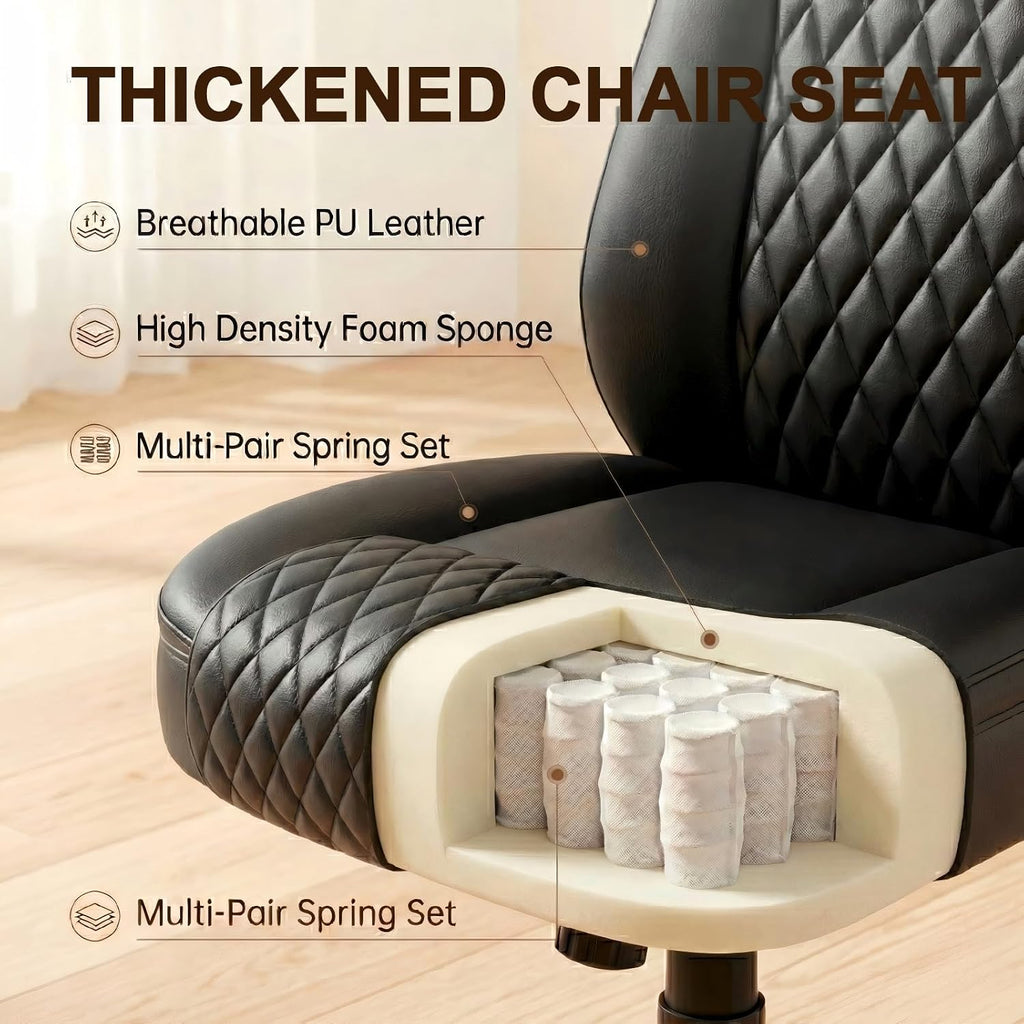 Leather, Home Desk Chair with Flip-up Arms and Ergonomic Back - Comfy Heavy Duty Executive Chair for Home Office