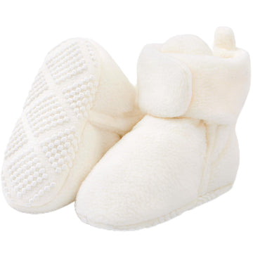 Fleece Baby Booties, Warm Cozy Baby Slippers, Stay On Sock Shoes, Easy to Put on, Unisex Baby Gifts, Soft Non-Slip