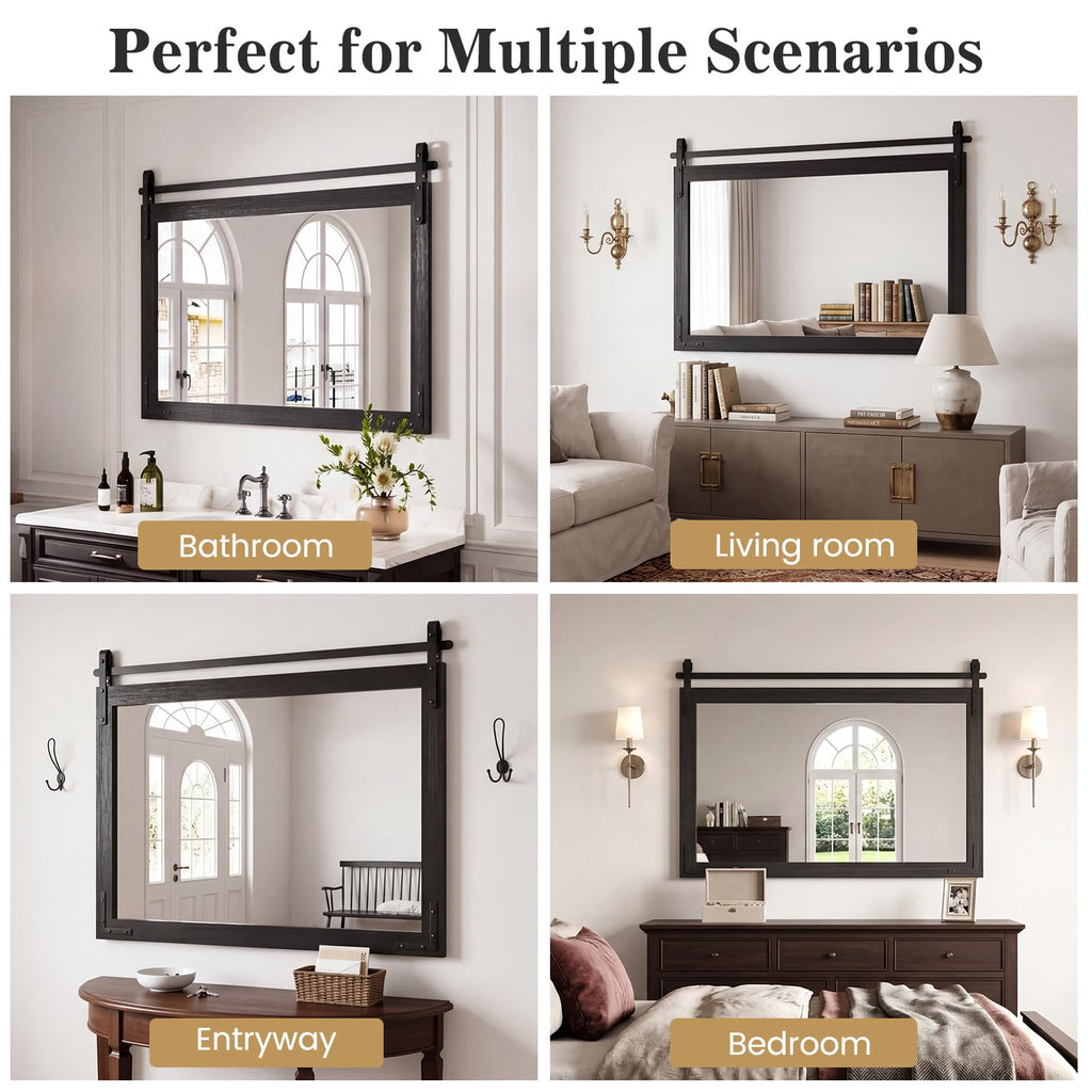 Farmhouse Mirror 40"x26" Black