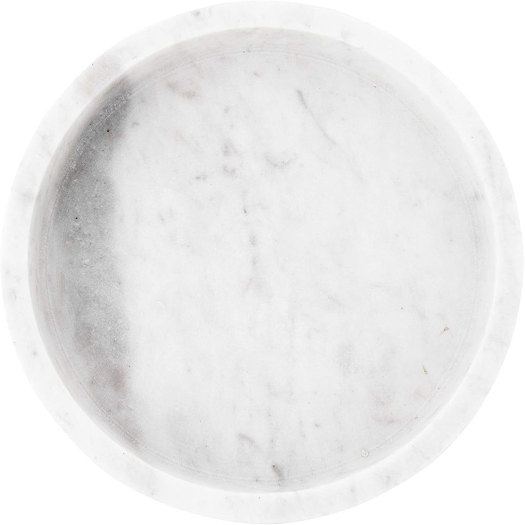 Co-Op Minimalist Round Carved Marble Tray or Charcuterie Board, White