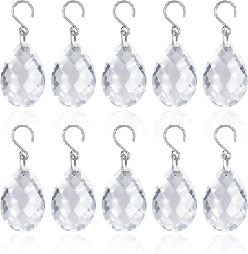 10PCS Crystals for Chandeliers, 37mm Chandelier Crystals Replacement, Hanging Teardrop Crystal Beads