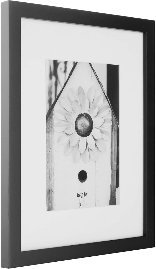 Multi-Size Picture Frame Set 7 Pack, Black Gallery Wall Frames with Hanging Hardware, Clear Glass - One 12x16, Two