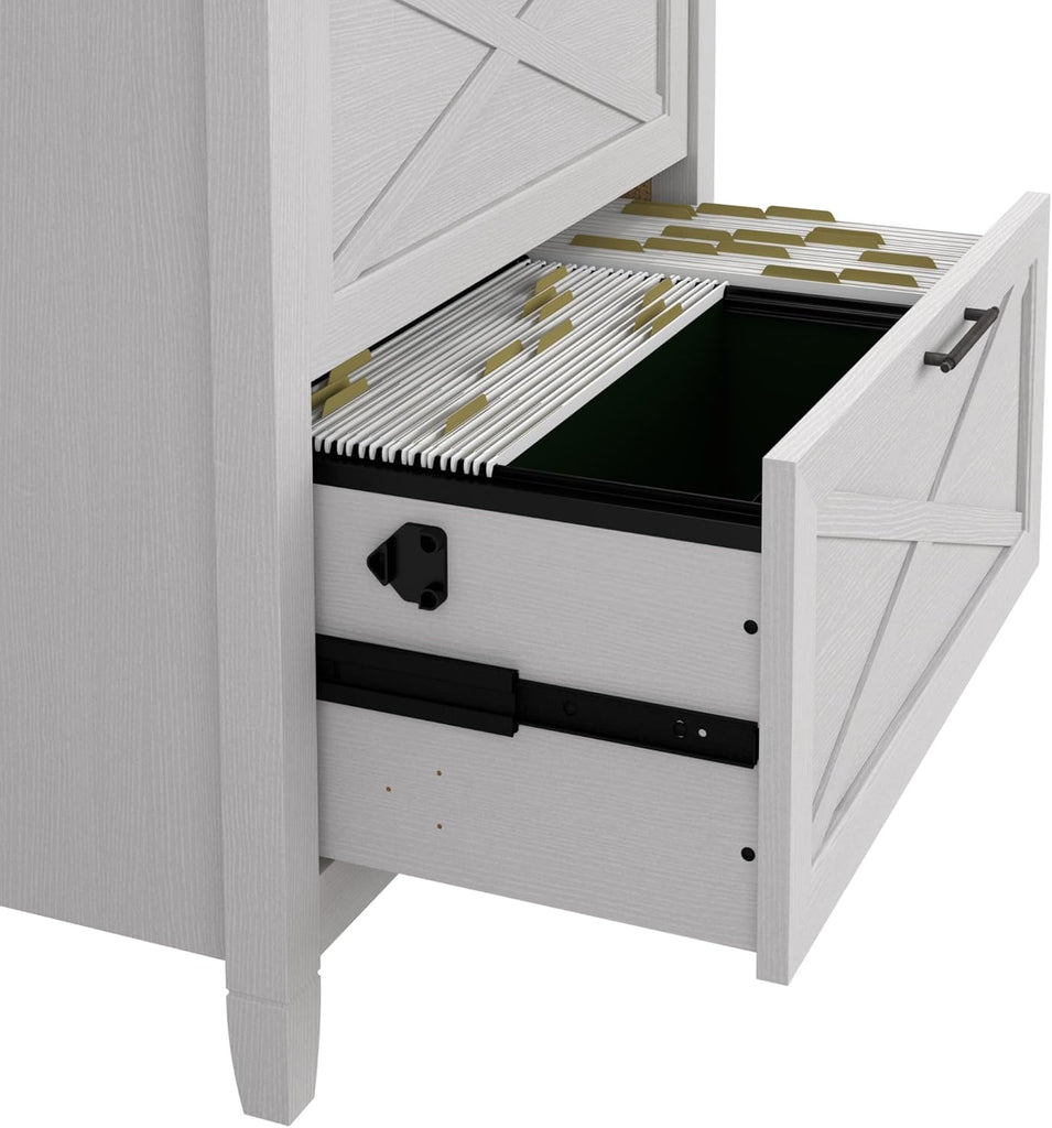 Home Key West 2 Drawer Lateral File Cabinet in Pure White Oak, Document Storage , Accent Chest with Drawers