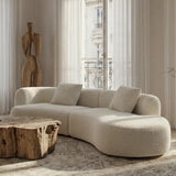 Acanva Modern Curved Sectional Living Room Couch, Minimalist Comfy Boucle Fabric Modular Sofa for Apartment