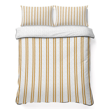 Yellow Ticking Stripe Quilts Bedding Set Minimalist Vertical Lines White Lightweight Quilted Bedspread 3
