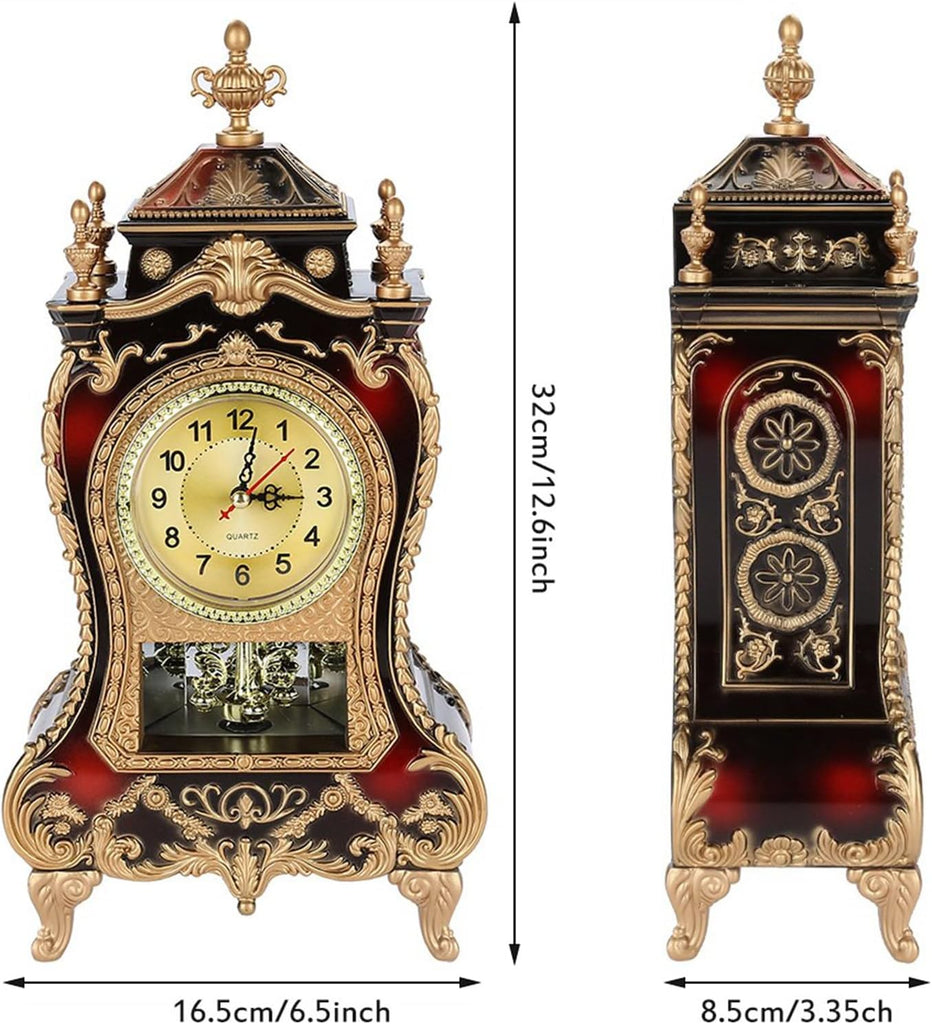 Yctze Vintage Table Clock, Decorative Plastic Alarm Clock for Home Hotel, Large Carriage Clock Ideal for Mantelpiece, Living Room, Table...