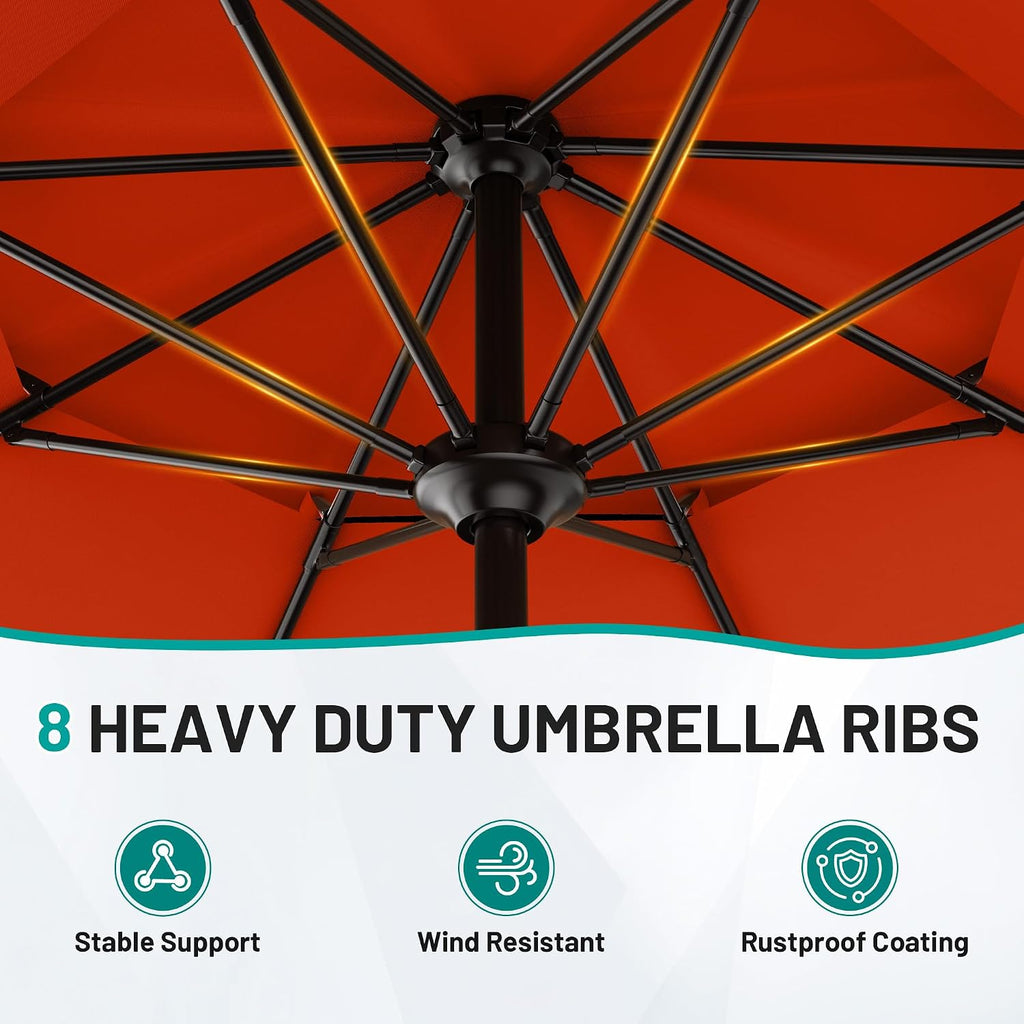 9ft 2 Tiers Patio Umbrella - Outdoor Umbrella Waterproof UV Protection
