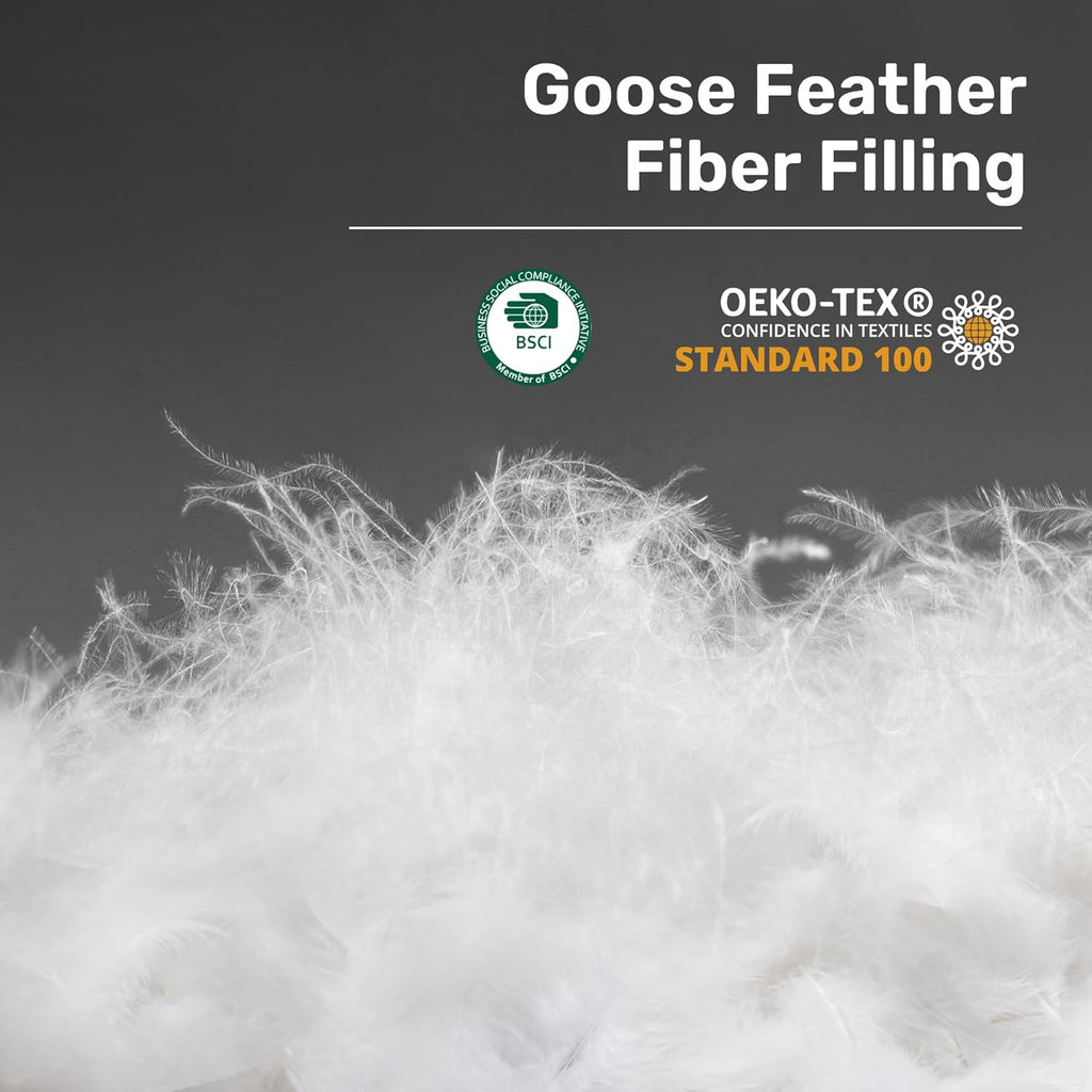 Goose Feather Down Fiber Comforter Queen, All Season Duvet Insert with Soft Downproof Cover