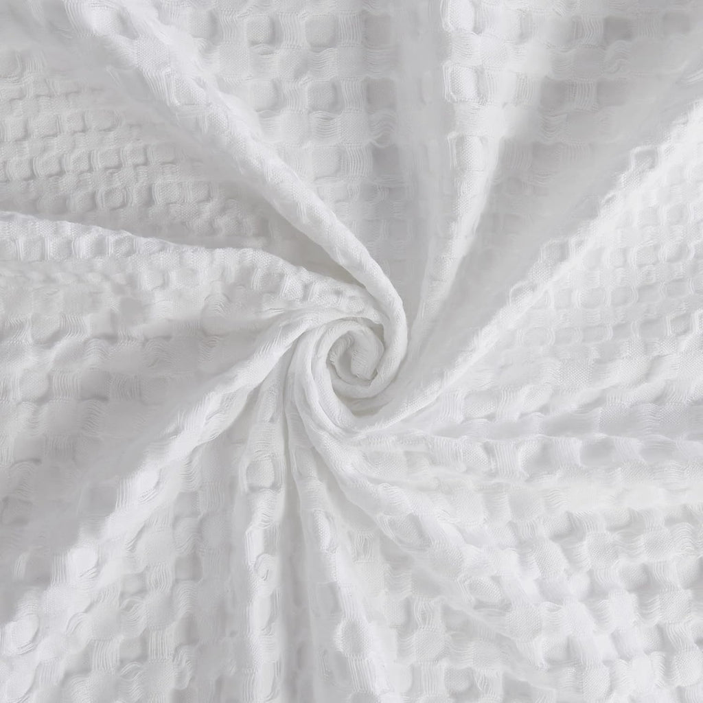 Arlo Shower Curtain , 72 x 72, White | Waffle Weave, Cotton, Adds Privacy, Machine Washable, OEKO-TEX Certified