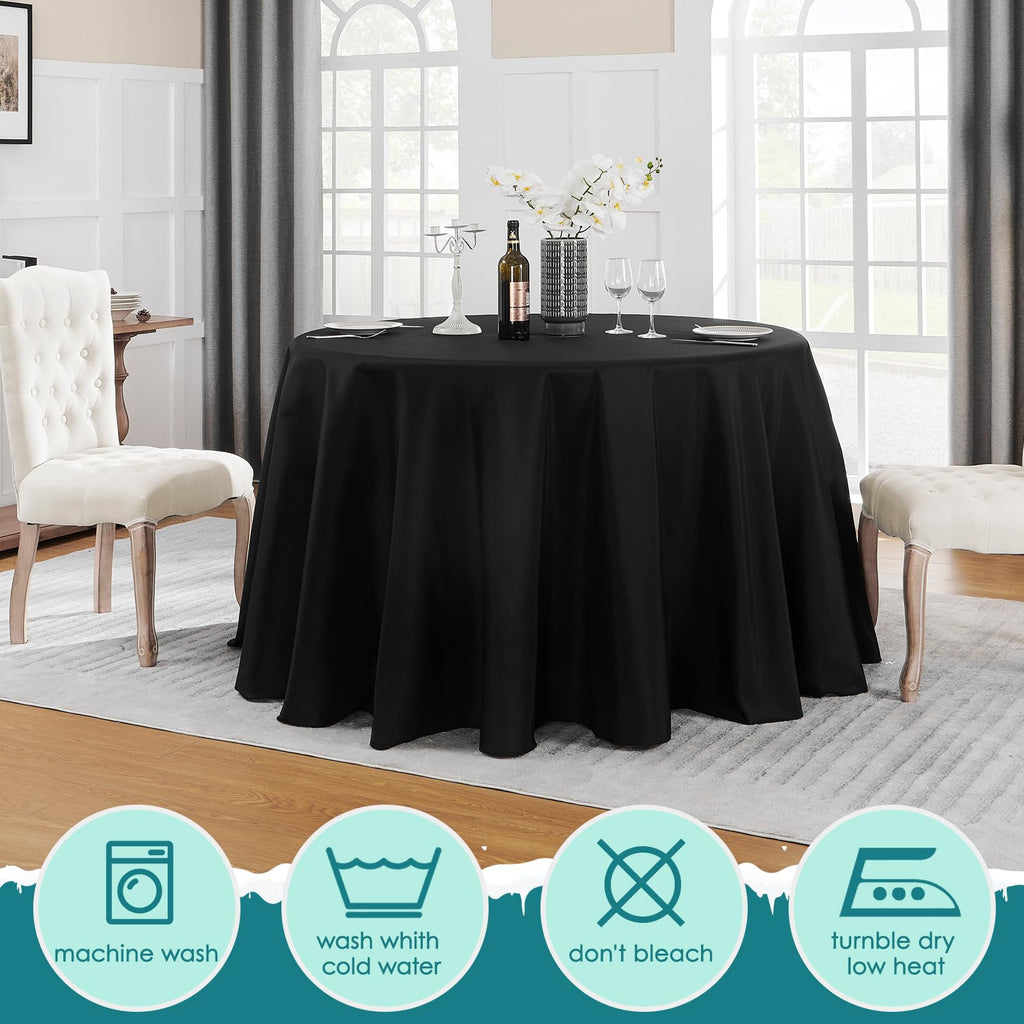 Classic Series 1 Pack 90inch Round Polyester Table Cloth, Black