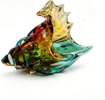 Hand Blown Glass Conch Shell Sculpture - Gift Home Décor Table Centerpiece